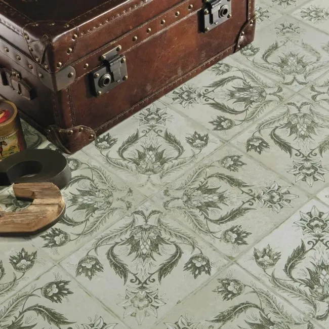 Helix Sage Green Matt Patterned Wall and Floor Tiles