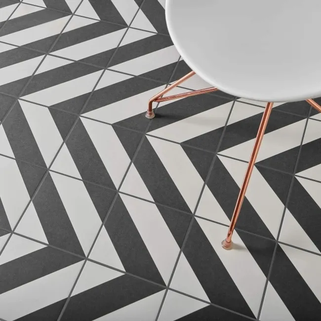 Zebra Black and White Patterned Matt Striped 223x223 Tiles