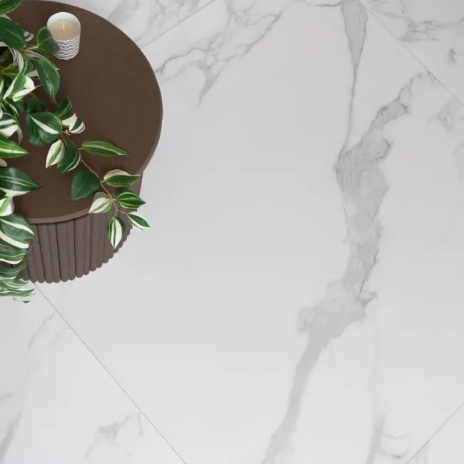 Ambleside White Satin Marble Effect Wall and Floor Tile