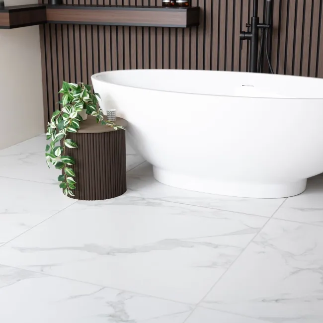 Ambleside White Satin Marble Effect Wall and Floor Tile