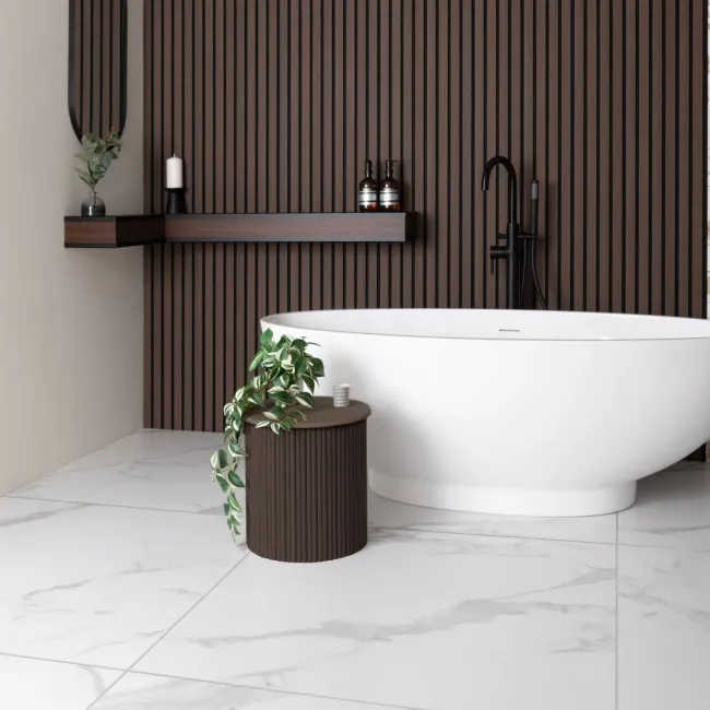 Ambleside White Satin Marble Effect Wall and Floor Tile