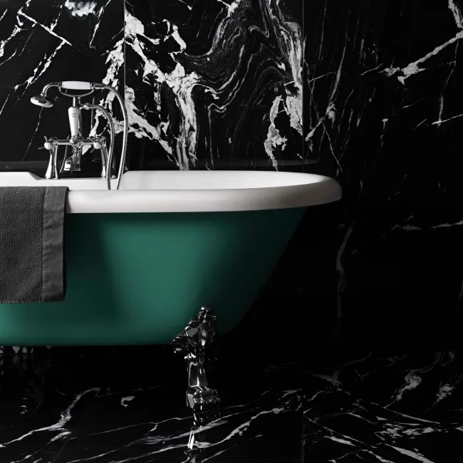 Deluxe Obsidian Ultra Black Gloss Marble Effect Wall and Floor Tiles