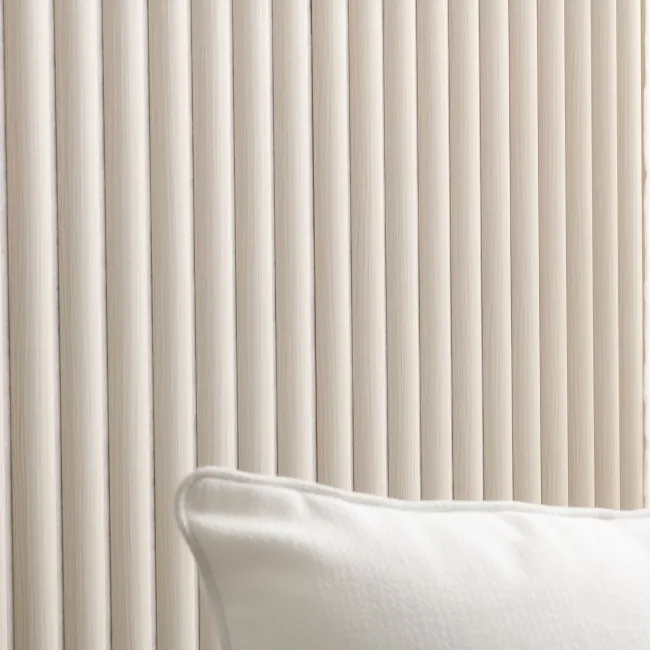 Trepanel Design® Light Oak on Antique White Felt Curve Acoustic Wood Slat Panels