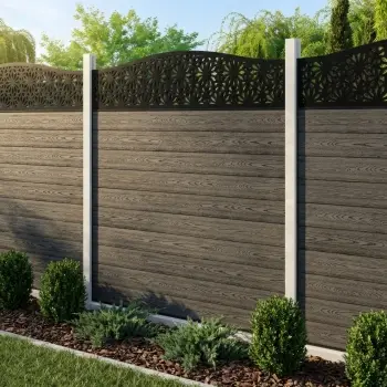 LuxeLine Composite Fence Panel Light Grey - Floral Decorative Screen for Own Post