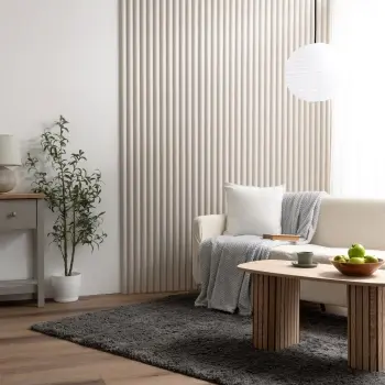 Trepanel Design® Light Oak on Antique White Felt Curve Acoustic Wood Slat Panels