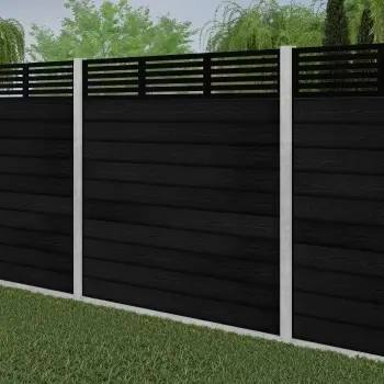LuxeLine Composite Fence Panel Black - Slat Decorative Screen for Own Post