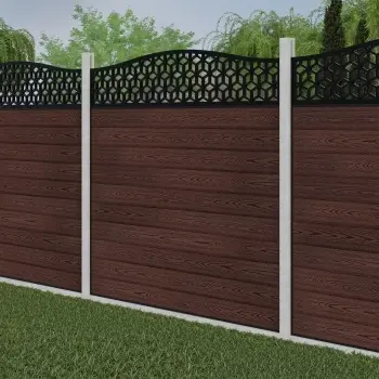 LuxeLine Composite Fence Panel Walnut - Geometric Decorative Screen for Own Post