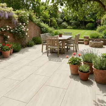Euston Ivory Vein Cut Travertine Effect Matt Porcelain Outdoor Slab