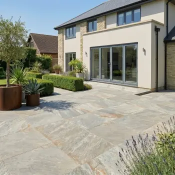 Myrtos Beige Stone Effect Porcelain Paving Slabs 20mm 