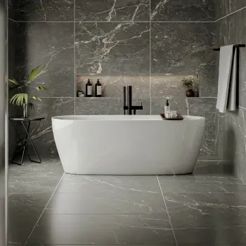 Avebury Dark Grey Stone Effect Floor Tiles 900x900