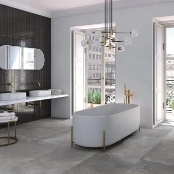 Yuri® Light Grey 90% Recycled Matt Porcelain Tiles 1175x587