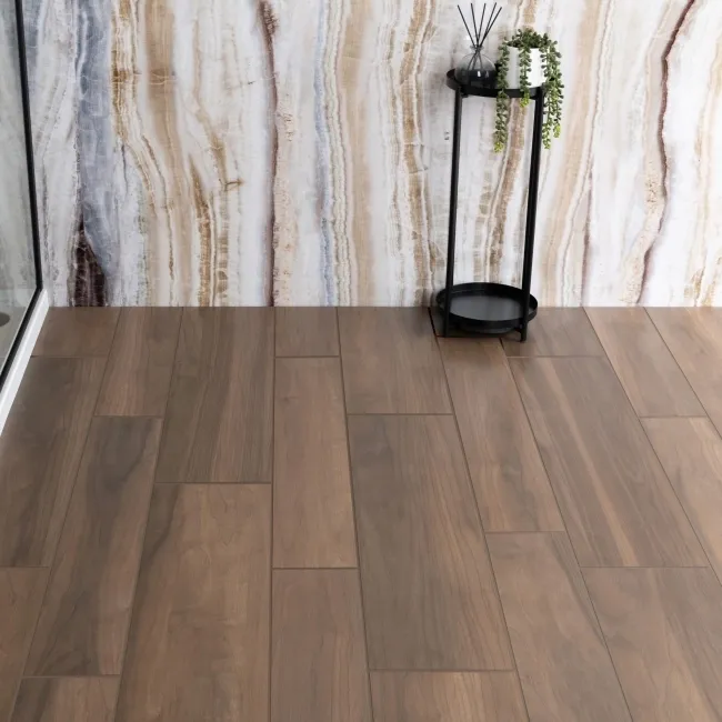 Heartwood Coffee Brown Matt Rectified Wood Effect Floor Tiles 888x220