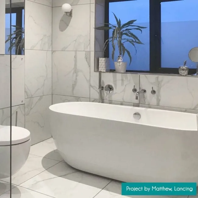 Cappella White Matt Marble Effect 605x605 Wall and Floor Tiles