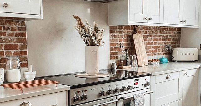 Nicola Created a Modern Country Kitchen with our Rustic Masonry Red Brick Effect Tiles