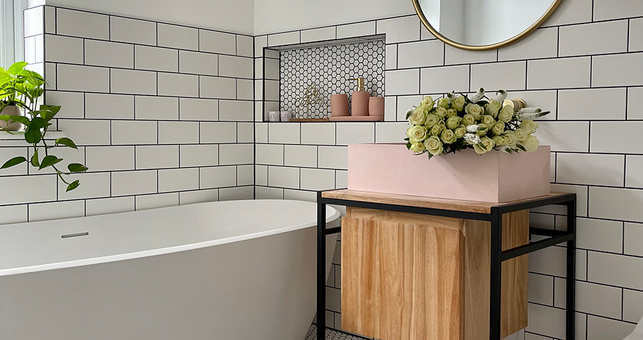 Olga and Sergi Created Two Modern En-suites with our Pixel Mosaic and Flat Metro Tiles