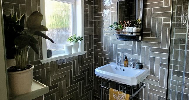 Gina Created a Natural Look in Her Bathroom with our Hope Mink Tiles