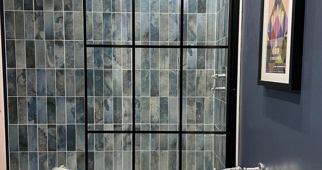 Michelle Created a Traditional, Blue Toned Bathroom with our Raku Blue Tiles