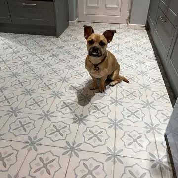 Blossom Cross Blue Matt Pattern Wall and Floor Tiles