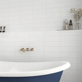 Linear White Matt Brick Shape Wall Tiles 300x100