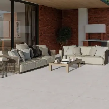Levin White Concrete Effect Matt Porcelain Outdoor Slab Tile