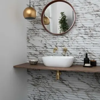 Indulgence White Calacatta Viola Marble Effect Reeded Decor Wall Tiles