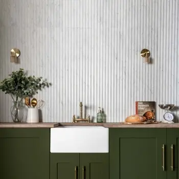 Indulgence White Carrara Marble Effect Reeded Decor Wall Tiles