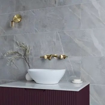 Devoke Light Grey Matt Stone Effect Wall and Floor Tiles 597x297