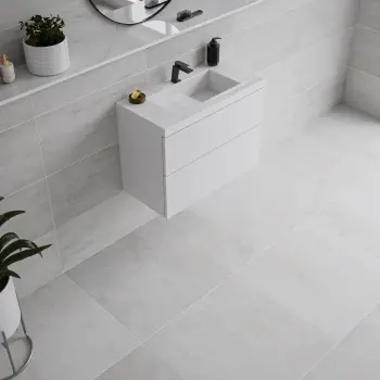 Foil Cloud White Metallic Stone Effect 600x600 Wall and Floor Tiles