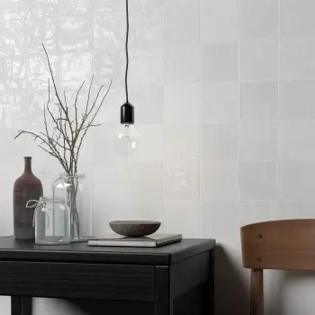 Zellige Mini White Square Gloss Rustic Wall Tiles