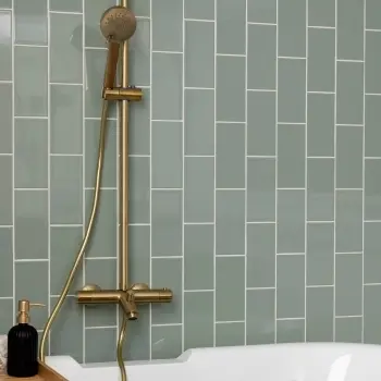 Rico Green Gloss Flat Metro Wall Tiles 200x100