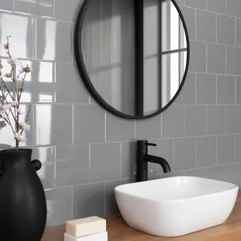 Rico Grey Gloss Flat Square Wall Tiles 150x150