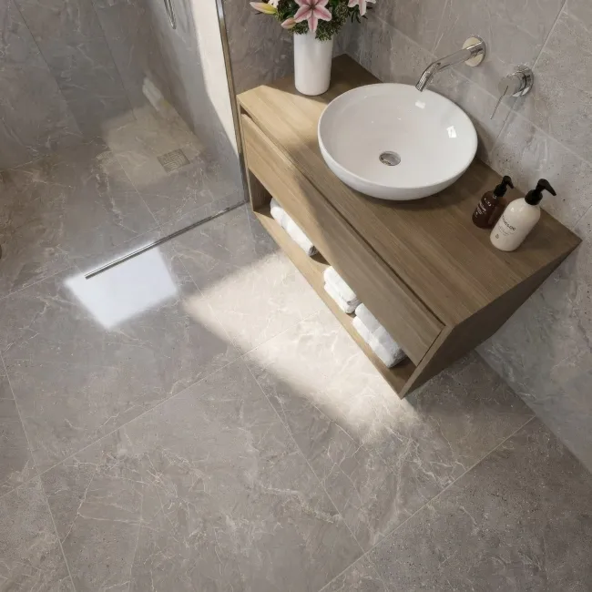 Alchemy Iron Grey Marble Effect Anti Slip Porcelain Tile 900x900mm