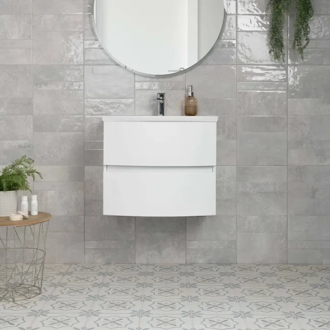 Blossom Cross Blue Matt Pattern Wall and Floor Tiles
