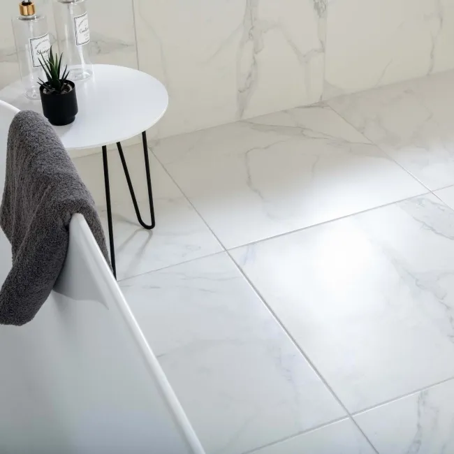 Cappella White Matt Marble Effect 605x605 Wall and Floor Tiles