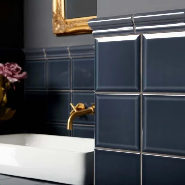 Capsule® Dark Blue Grey Gloss Bevelled 150x150 Wall Tiles
