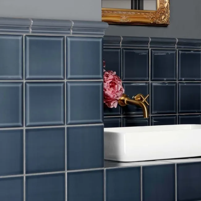 Capsule® Dark Blue Grey Gloss Bevelled 150x150 Wall Tiles