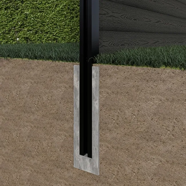 LuxeLine® Classic Straight Top Moroccan Design Screen with Dark Grey Composite Fence Panels & Buried Aluminium Post 180cm