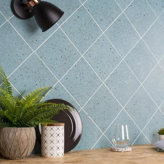 Dollymixx Bermuda Dark Blue Terrazzo Effect Tiles