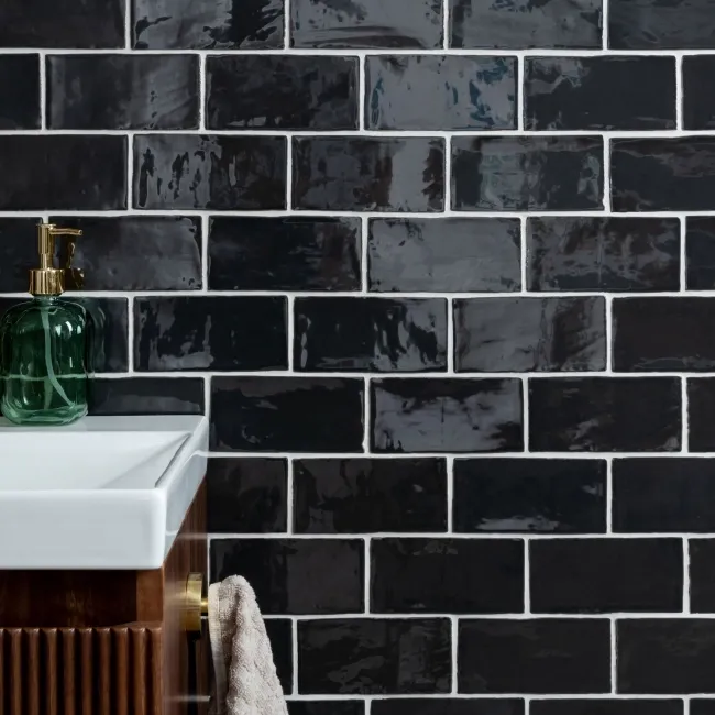 Hand Made Black Gloss Metro Mini Wall Tiles
