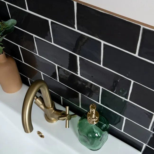 Hand Made Black Gloss Metro Mini Wall Tiles