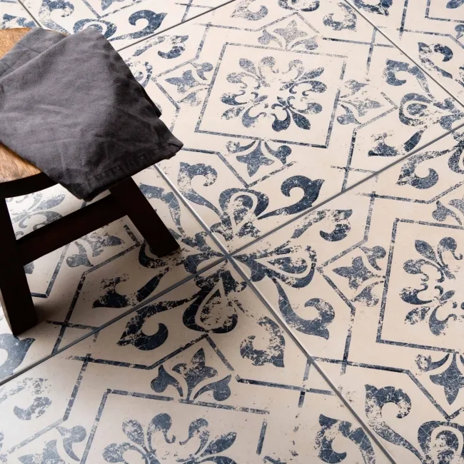 Harran Antique Vintage Blue Pattern Floor Tiles