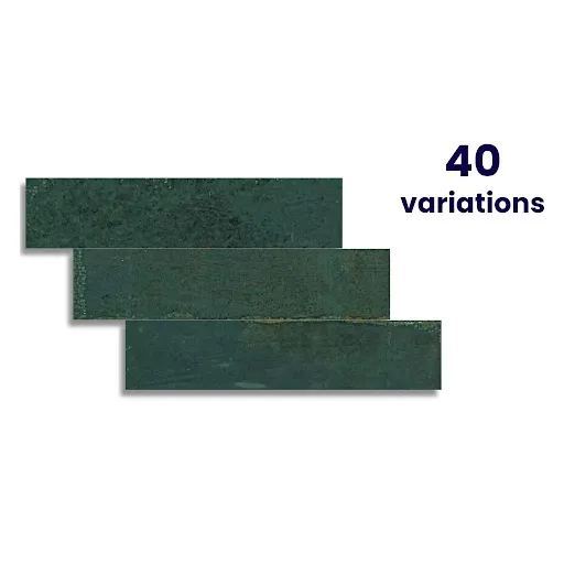 Faith Green Gloss Rustic Brick Effect Wall and Floor Tile