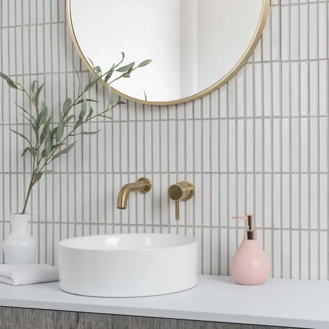 Spirit White Gloss Kitkat Mosaic Porcelain Wall Tiles