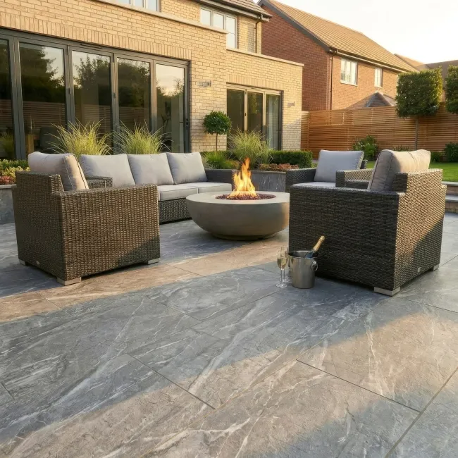 Lavastone Grey Stone Effect Matt Porcelain Outdoor Slab Tile