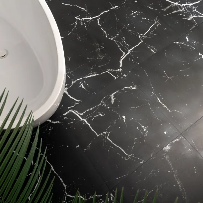 Marquina Black Matt Marble Effect 60x60 Wall and Floor Tiles