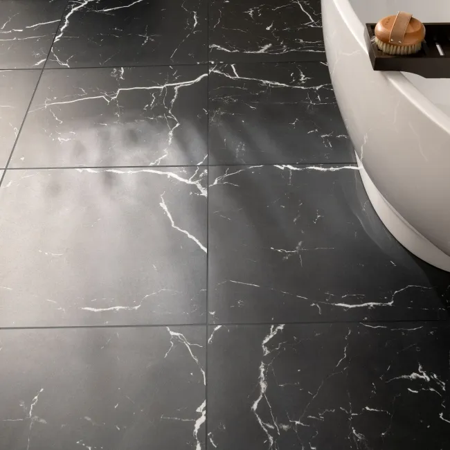 Marquina Black Matt Marble Effect 60x60 Wall and Floor Tiles
