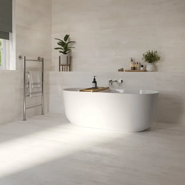 Foil Cloud White Large Metallic Stone Effect 1200x600 Tiles