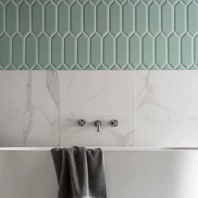 Pickett® Gloss Bevelled Green Mint Hexagonal Metro Tiles