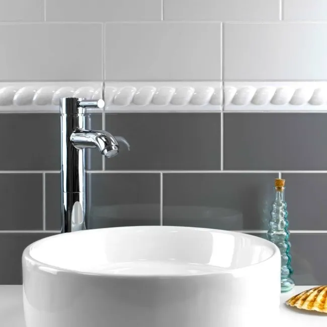 Sloane Square Flat Gloss Grey Metro Tiles
