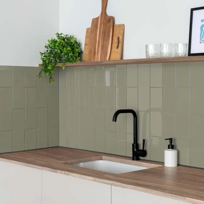 Rhian Sage Gloss Green Brick Tiles